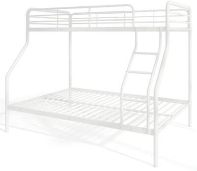Costway Twin Over Full Bunk Bed with Ladder and Full-length Guardrails-White