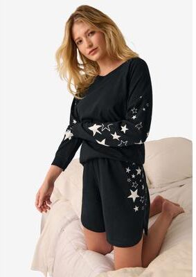 Plus Size Women's Shorty Pajamas by Dreams & Co. in Black Star (Size 2X)