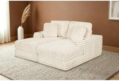 Best Quality Furniture 2pc Compressed Sectional Double Chaise