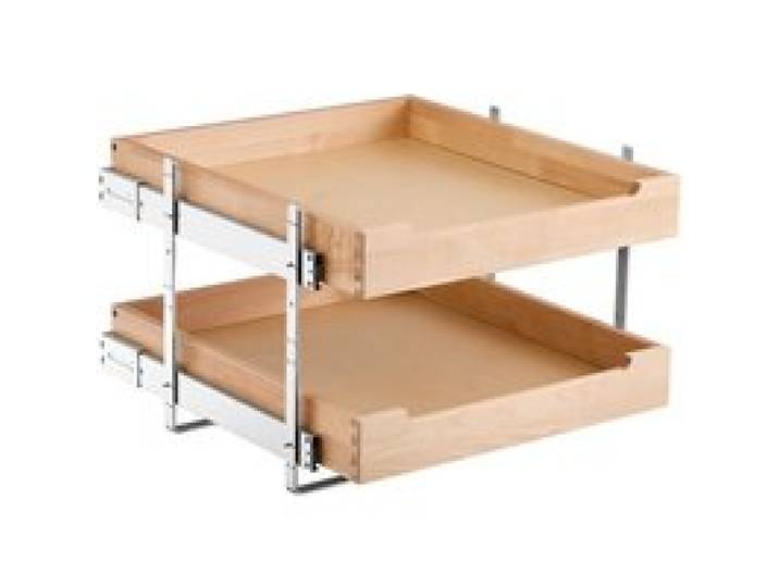 VEVOR ausziehbarer 2-stufiger Schrank-Organizer Schrankschublade Regal (393 x 533 x 76 mm) mit sanftem Schließmechanismus, Holz-Schiebeschublade Unter- und Seitenmontage, für Küche Badezimmer