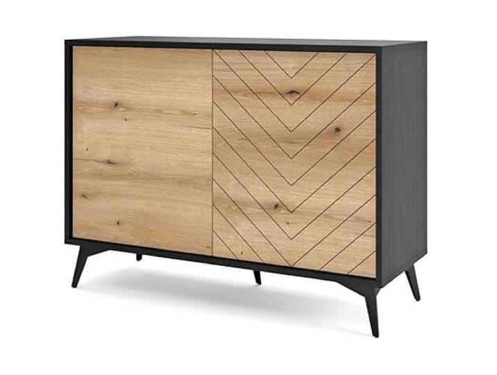 Emporius Sideboard 100 cm Emerald - Zweitürige Loft Sideboard - Möbel vom Hersteller, Wohnzimmer, Schwarz kommode
