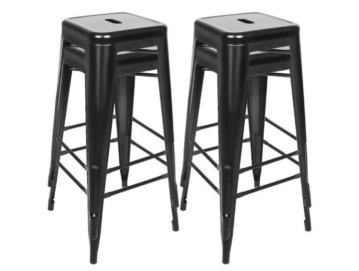 KEDIA Lot de 2 Tabourets de Bar en métal tabourets de Bar industriels extérieurs pour Restaurant café (76x42x42)cm Noir