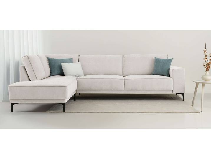 Ecksofa OTTO HOME OLAND Struktur fein L-Form, B: 289 cm, Skandi-Design , braun (latte), B:289cm H:85cm T:210cm, 100% Polyester, Sofas, Ecksofa, Struktur, Flachgewebe, Luxus-Microfaser, Boucle