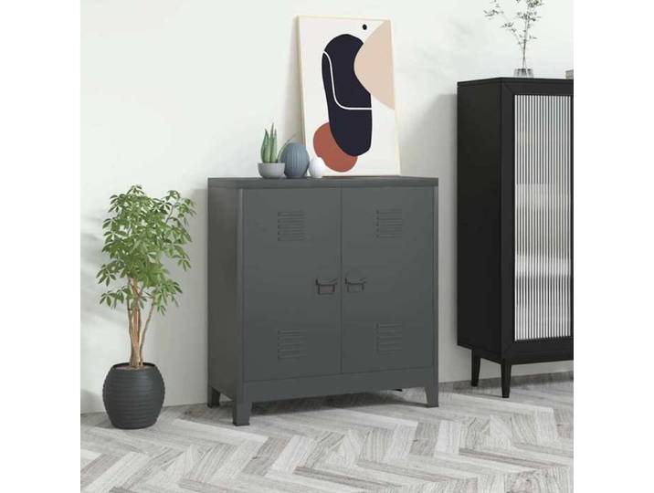 Anthracite Coffre de rangement industriel Anthracite 90x40x100 cm Acier - Meuble Rangement LV30305