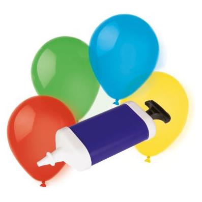 Magni 9904024 - Latex Ballons mit Pumpe, 10 Stück, farbig sortiert, Luftballon (10x) (9904024)