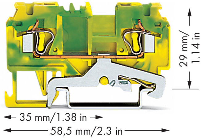 WAGO Bornier de terre 2 conducteurs TS 35 880-907 (880-907)