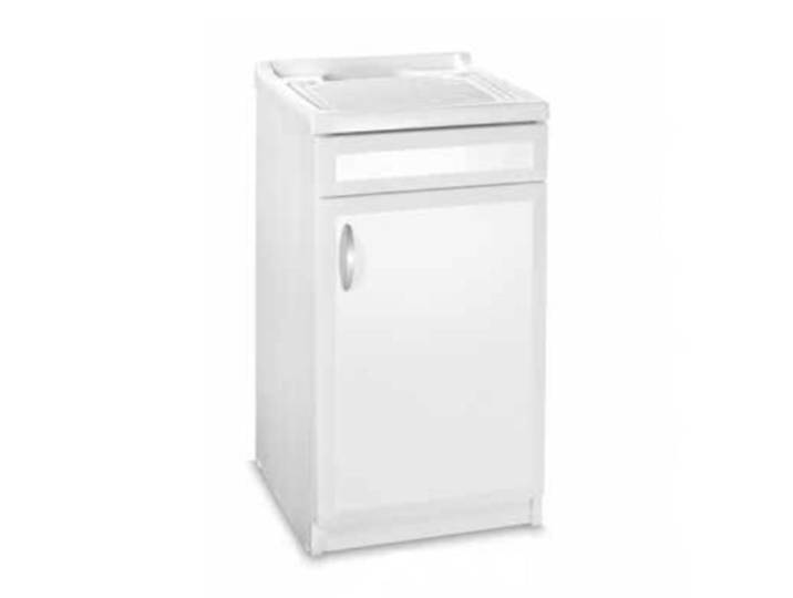Meuble lavabo 1 porte 45x50 cm en PVC avec cuve en résine blanche