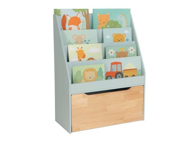 Relaxdays Bücherregal Kinder, HxBxT: 80x60x30 cm, türkis/Natur