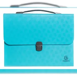 Exacompta 55699E 4x Dokumententasche mit Griff, 24 Fächer, Kollektion Pop'N Co - Cyan