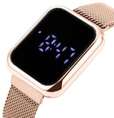 Uplift Essentials Digital LED Couple Watch Modern Waterproof Electronic Timepiece For Men And Women rose Gold