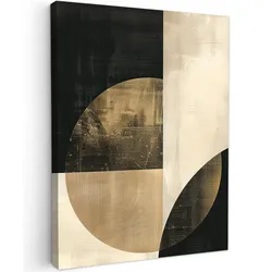 LEINWANDBILD Abstrakt - Geometrische Formen - Schwarz - Gold Room Decor 30x40 cm