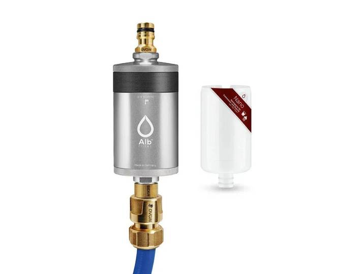 Alb Filter Wasserfilter Mobil Nano Campingfilter, Keimsperre 0,1 µm, Legionellenschutz, GEKA-Anschluss, mit Vorfilter