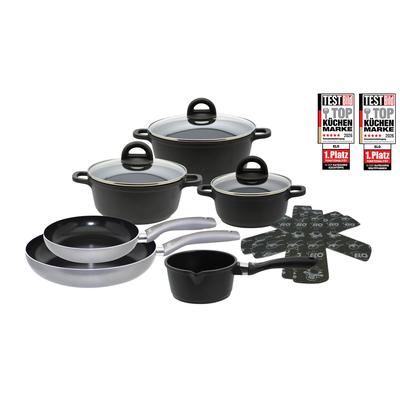 Topf-Set ELO "Black, Ducato", schwarz, Töpfe, mit hochwertiger Antihaftversiegelung, Induktion