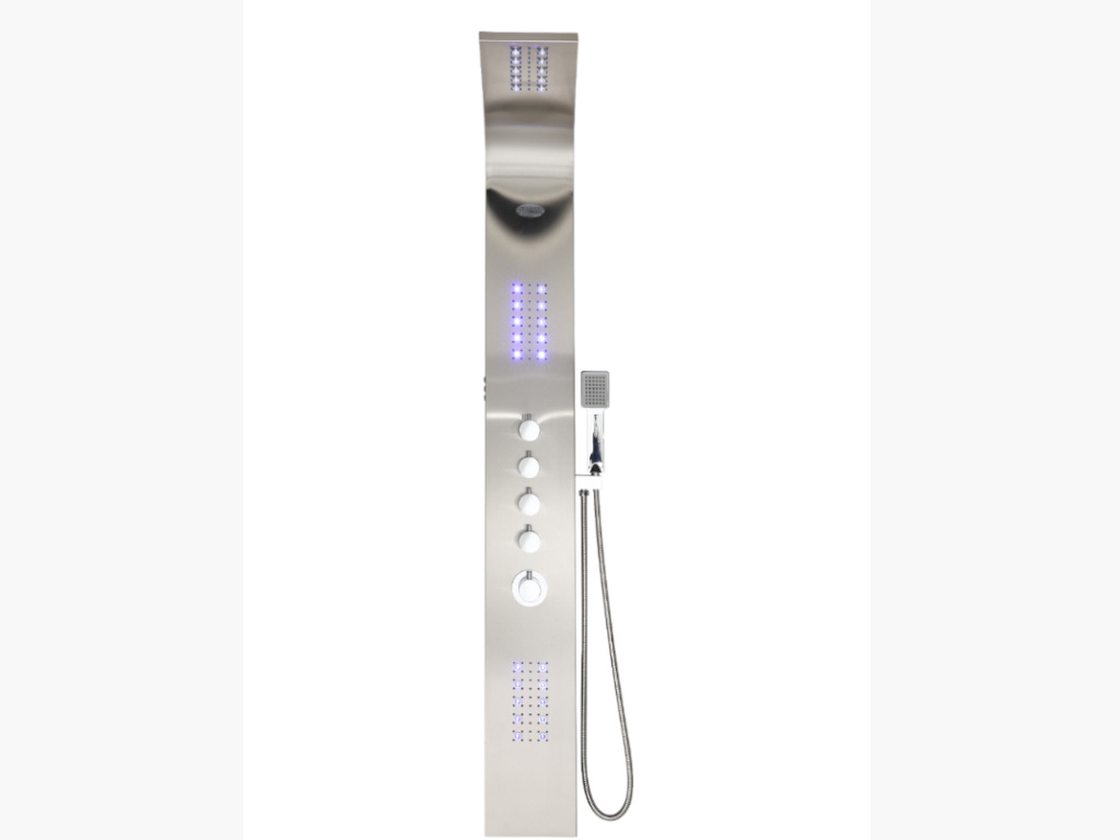 Massage-Duschsäule mit LEDs - 20 x 165 cm - Silberfarben - FELICITA