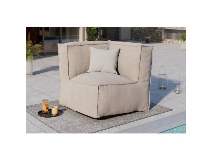 Ambia Garden Loungesofa, Beige, 1-Sitzer, 95x80x95 cm, wetterbeständig, regenabweisend, lichtecht, Loungemöbel, Outdoorsofas