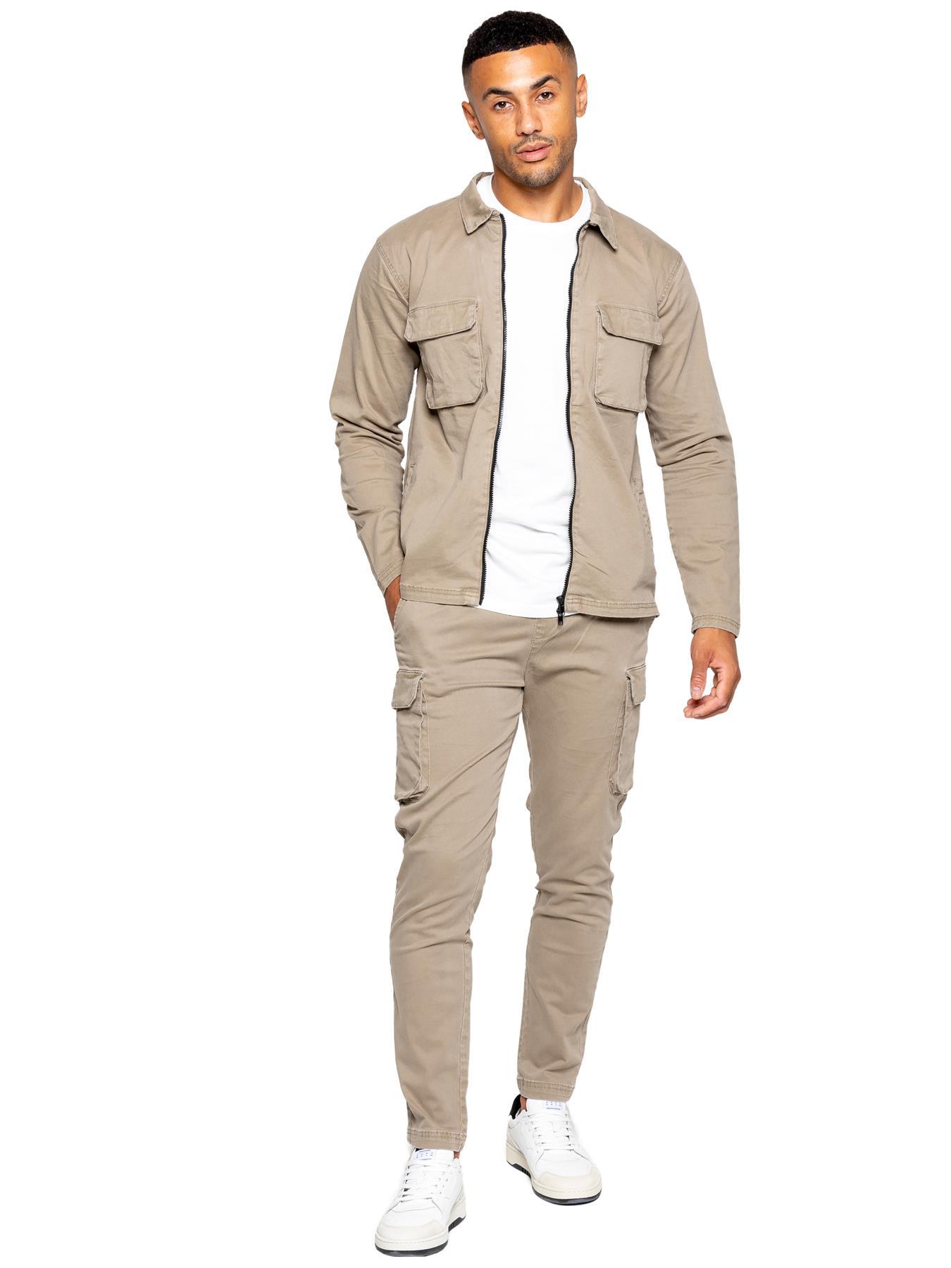 Enzo | Herren Cargo-Trainingsanzug-Set - Beige