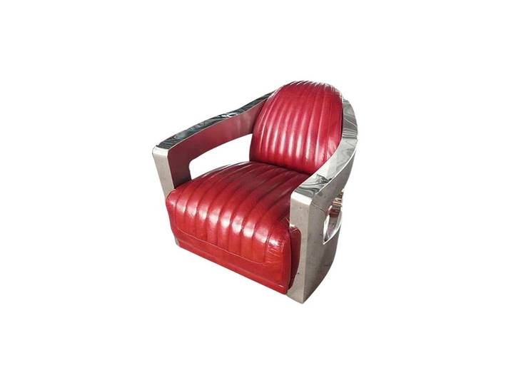 JVmoebel Sessel Vintage Ledersessel in Rot aus Echtleder im Retro-Design, Made in Europa