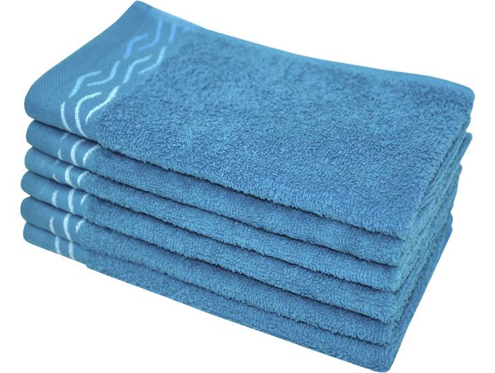 Gaestehandtuecher DYCKHOFF Wave , blau (petrol), B:30cm L:50cm, Frottier, Baumwolle, Handtücher, Gaestehandtuecher, mit Jacquard-Bordüre