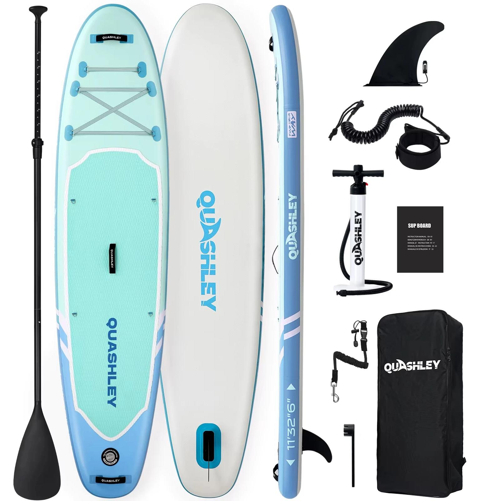 Aufblasbares SUP-Board - Stand Up Paddle Board - 325 cm - Paddel - Pumpe - Rucksack - Leash - Finne