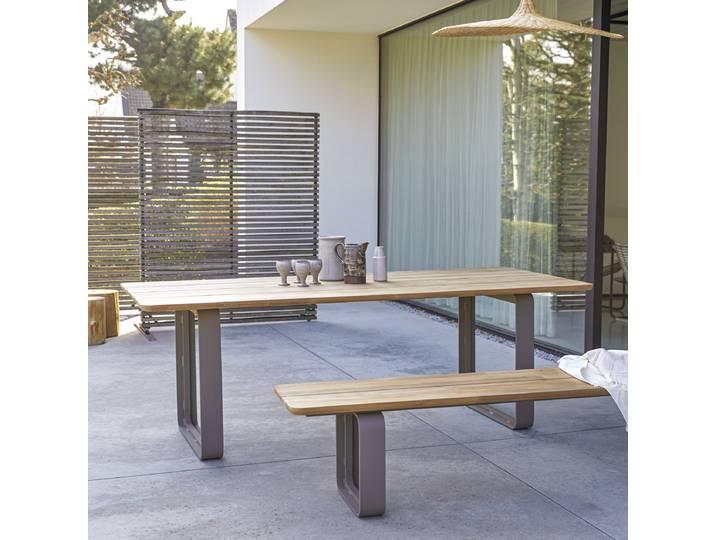 Gartentisch aus massivem Teakholz und Aluminium Harper 6/8 Pers. - Natur