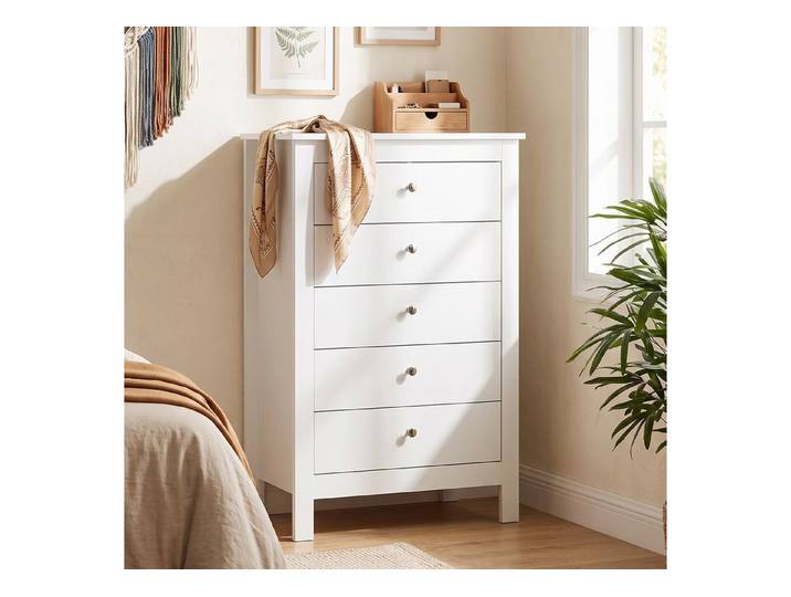 HOMCOM Kommode Sideboard Schubladenschrank, modernes Design, weiß (Set, 1 St., Kommode), 5 Schubladen, Kippsicherung