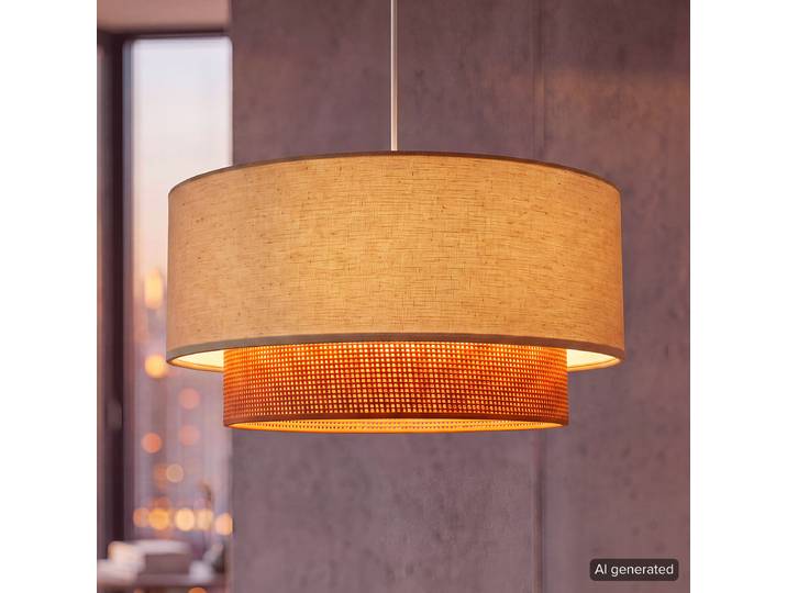 Pendelleuchte Calyx Ø 40cm Braun/Grau Leinen E27