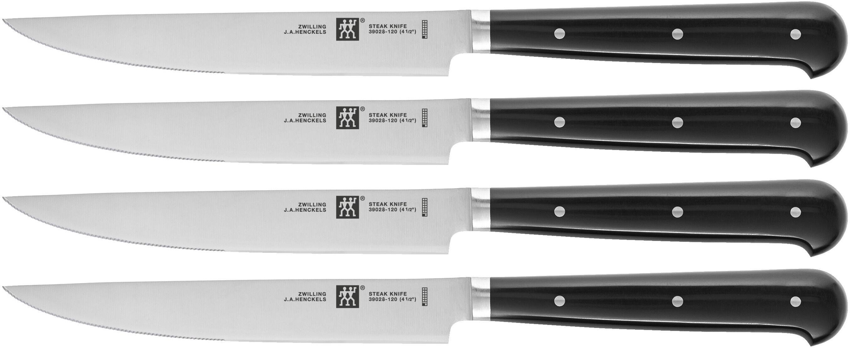 Zwilling Juego de 4 cuchillos chuleteros . Negro