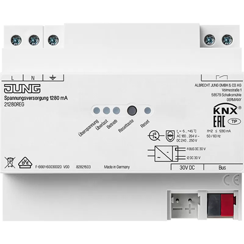 JUNG Voeding, 1280mA, KNX, type 21280REG