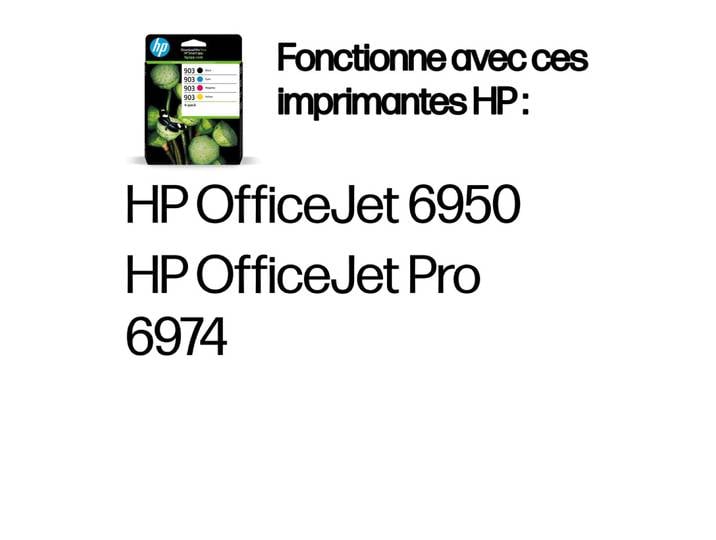 HP 903, Original, Encre à pigments, Noir, Cyan, Magenta, Jaune, HP, Pack combo, OfficeJet 6950 All-in-One, HP OfficeJet Pro 6960 All-in-One, HP OfficeJet Pro 6970 All-in-One 6ZC73AE