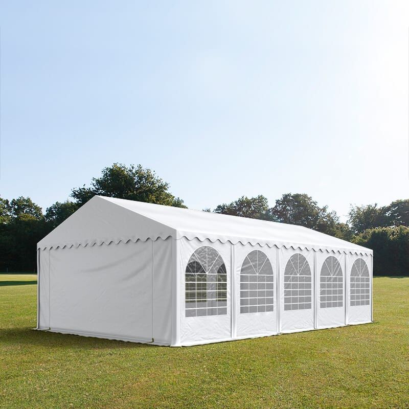 TOOLPORT 6x10m Partyzelt, PVC-Plane, weiß, mit Bodenrahmen - (7547BL)