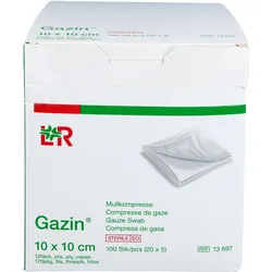 Gazin Mullkomp.10x10 cm Steril 12Fach Groß 100 ST