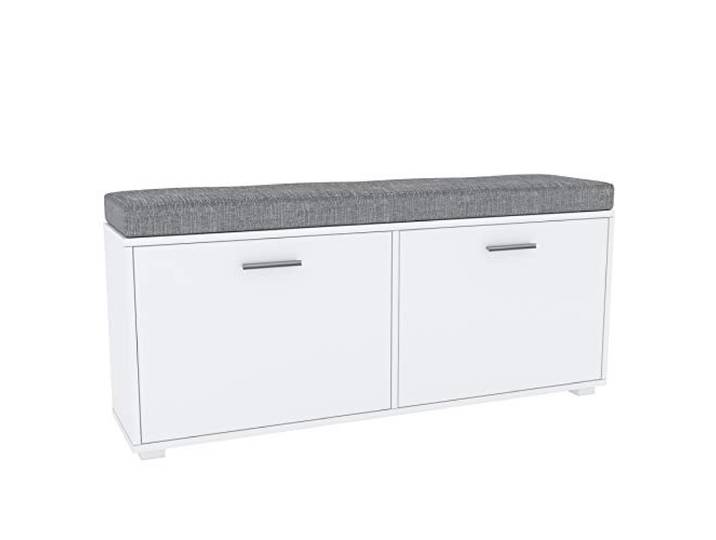 Target Home Schuhschrank Sitzbank mit Grau Kissen Schuhkipper Schuhregal (120 cm, Weiß)