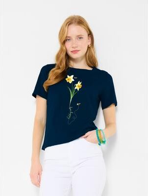 Plus Size Women's Cotton Slub Graphic Tee by Joe Browns in Be Happy (Size 3X)