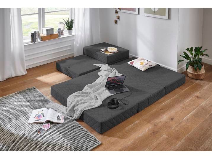 Sessel GOODPRODUCT Lenny , grau (anthrazit), B:75cm H:44cm T:65cm, Sessel, Sessel, Sessel als Faltmatratze mit GästeSchlaffunktion