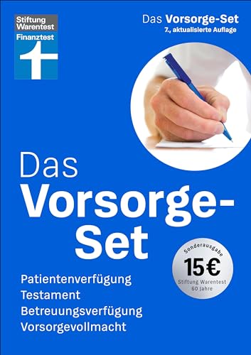 Stiftung Warentest - Das Vorsorge-Set – Ihr Ratgeber für die wichtigsten Vorkehrungen, mit Ausfüllhilfen – auch zum Herunterladen: Patientenverfügung, Testament, Betreuungsverfügung, Vorsorgevollmacht - Preis vom 15.10.2026 23:06:25 h