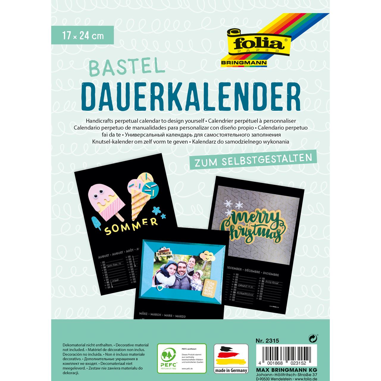 folia Kalender zum Selbstgestalten 17,0 x 24,0 cm jahresunabhängig