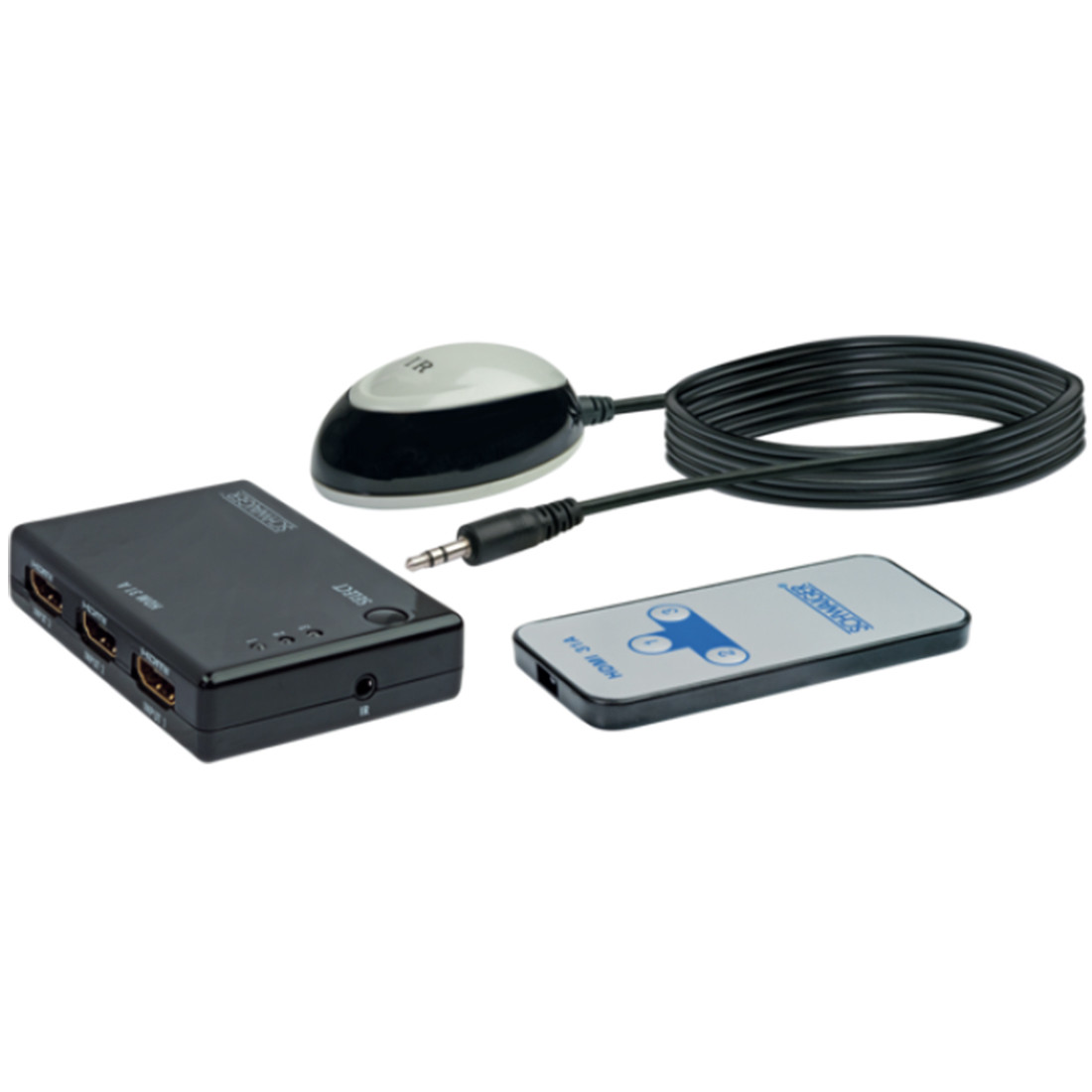 Schwaiger HDMI-schakelaar 3-in-1 met automatische schakeling, IR-sensor en afstandsbediening