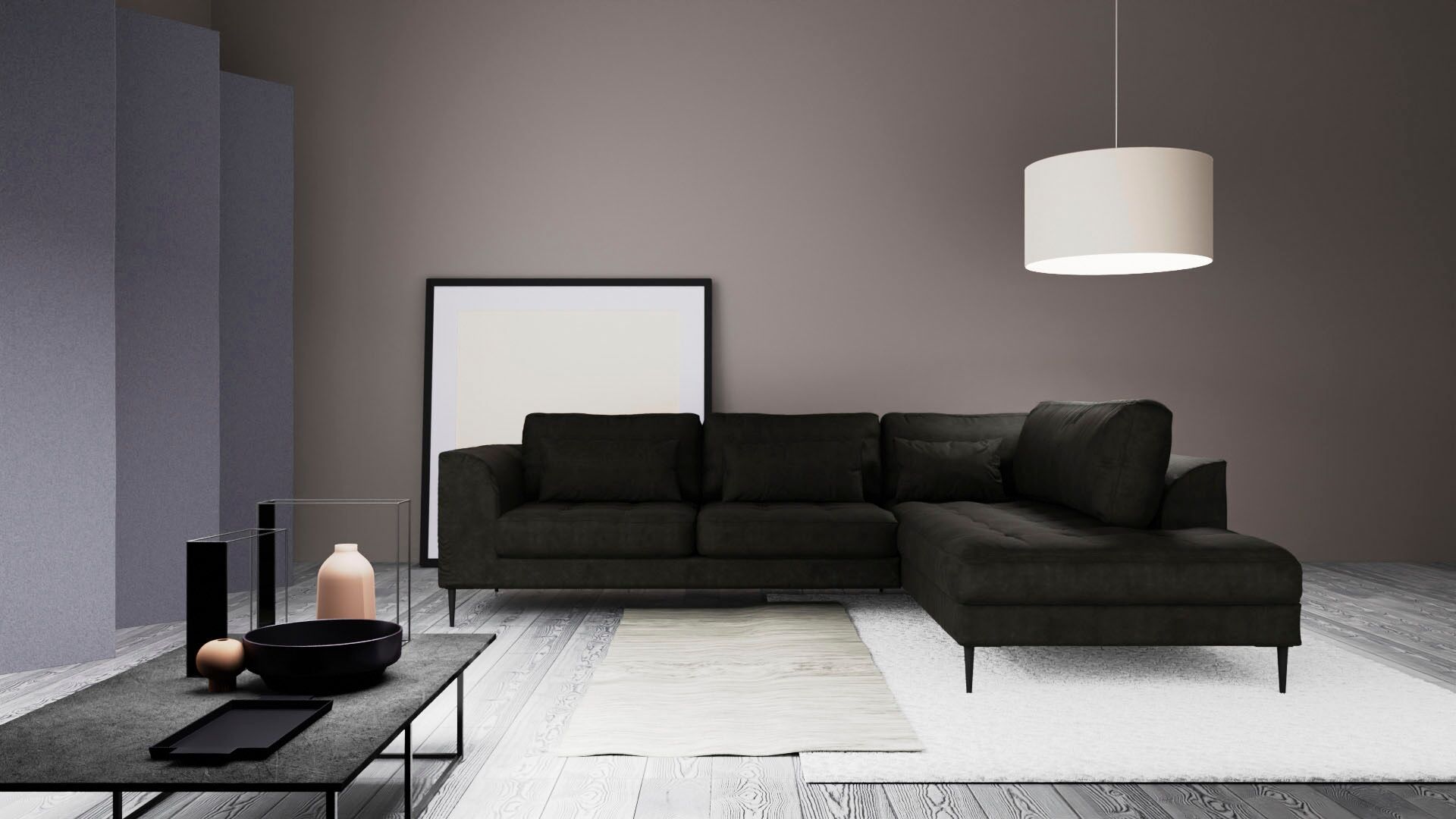 Ecksofa TRENDMANUFAKTUR "Luzi, wahlweise mit Schlaffunktion und Bettkasten, gemütlich, L-Form", grau (eifel tower), Sofas, B/H/T: 264cm x 80cm x 203cm, Samtvelours, Ottomane rechts,mit Schlaffunktion,mit Bettkasten, 100% Polyester, Ecksofa, Designsofa mit