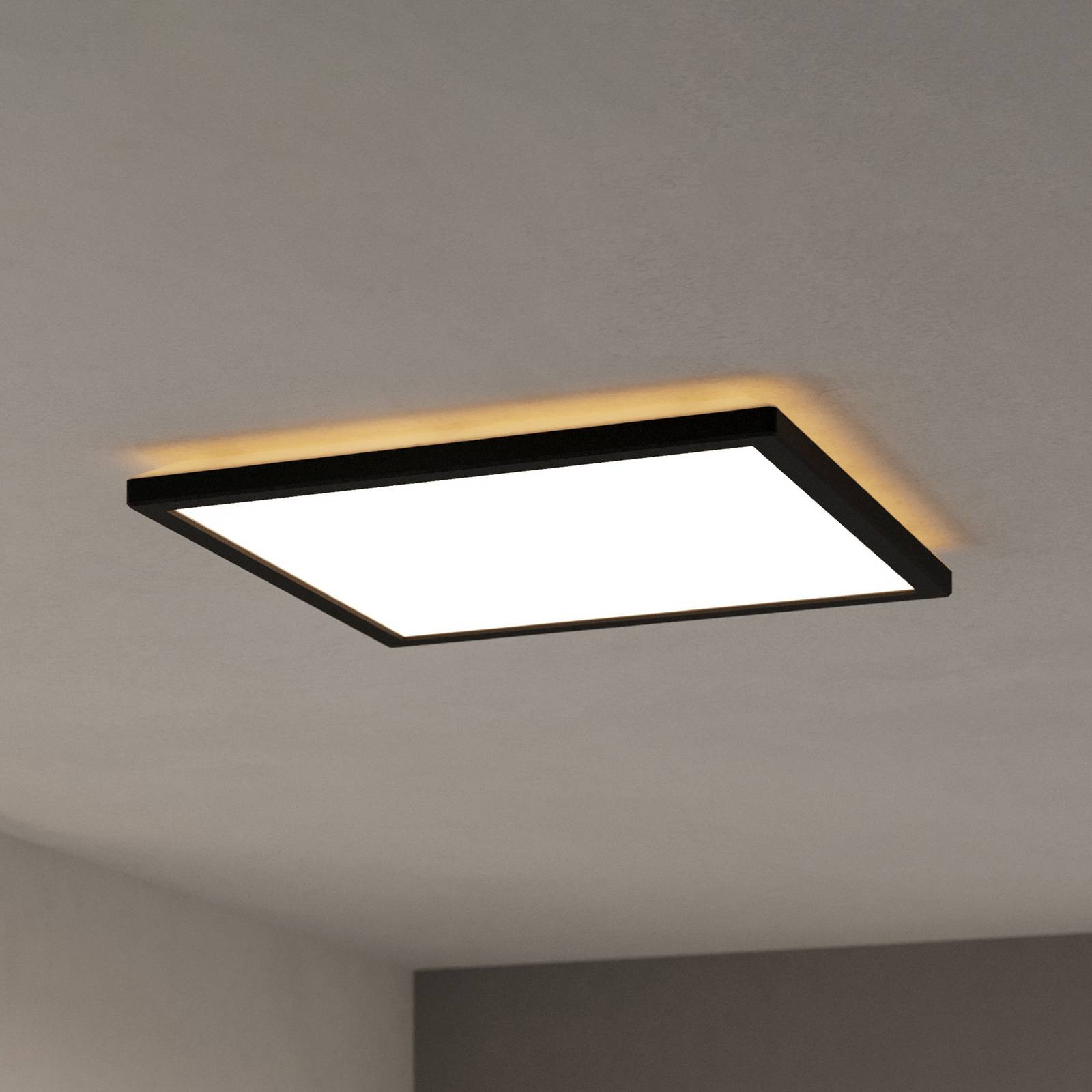 Eglo Rovito-Z Slimme LED-plafondlamp, vierkant, zwart, voor woonkamer, eetkamer of badkamer