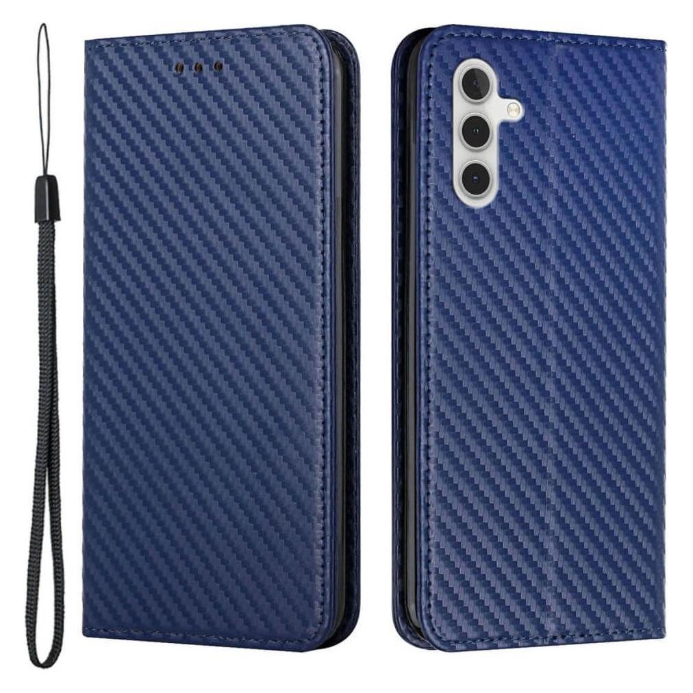 Cover-Discount Galaxy S23 FE - Carbon Look Flip Case blau (Samsung Galaxy S23 FE) (660149283B)