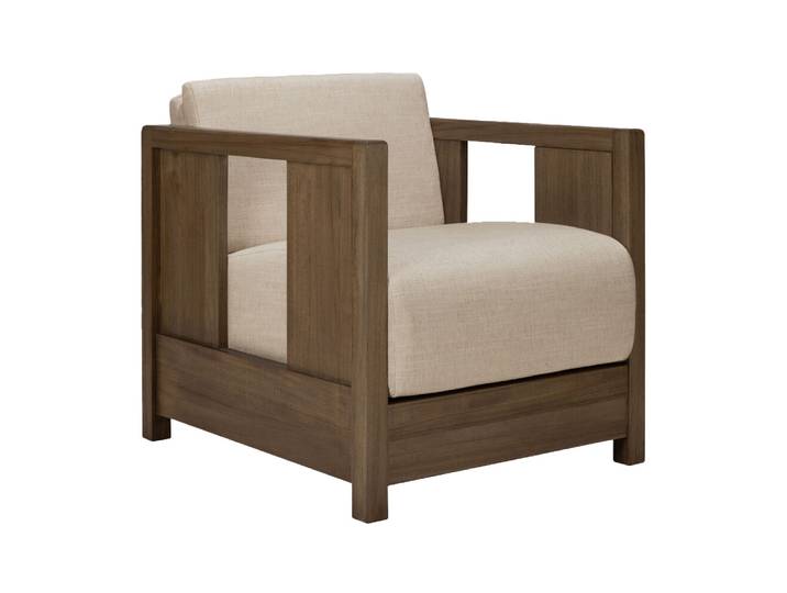 ETHNICRAFT fauteuil ROAN (Flax - Teck et tissu)