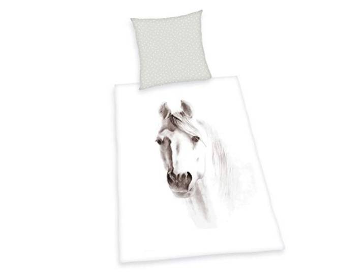 Herding Parure de Lit\, Motif Réversible Cheval\, Taie d'Oreiller 80 x 80 cm\, Housse de Couette 135 x 200 cm\, Avec Fermeture Éclair\, Coton/Renforcé