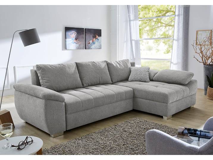 Ecksofa JOCKENHÖFER GRUPPE Alster L-Form, B: 268 cm , grau (hellgrau), B:268cm H:76cm T:161cm, Kissenbezug: 75% Baumwolle, 25% Polyester. Korpus/Basismaterial: 100% Polyester. Sitzfläche: 100% Polyester, Sofas, Ecksofa, mit Schlaffunktion, Bettkasten & Zierkissen
