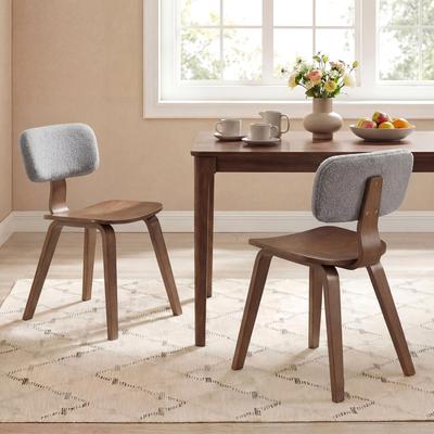 Lirago Set of 2 Rubber Wood Dining Room Chairs with Teddy Velvet Padded Backrest