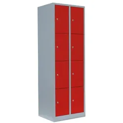 Lüllmann Schließfachschrank - 2 Abteile - 8 Fächer grau