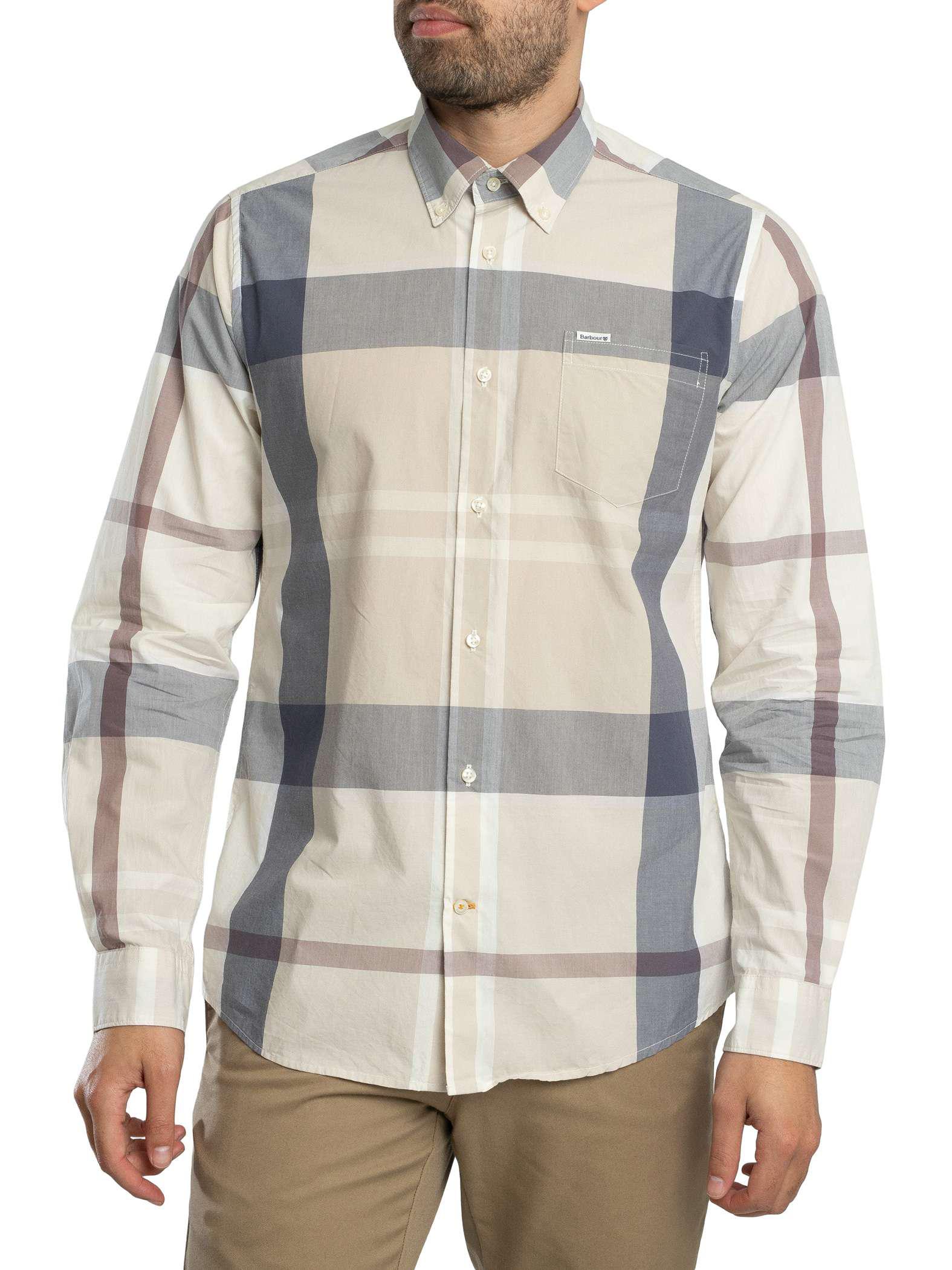 Barbour Harris Tailliertes Tartanhemd, Grau