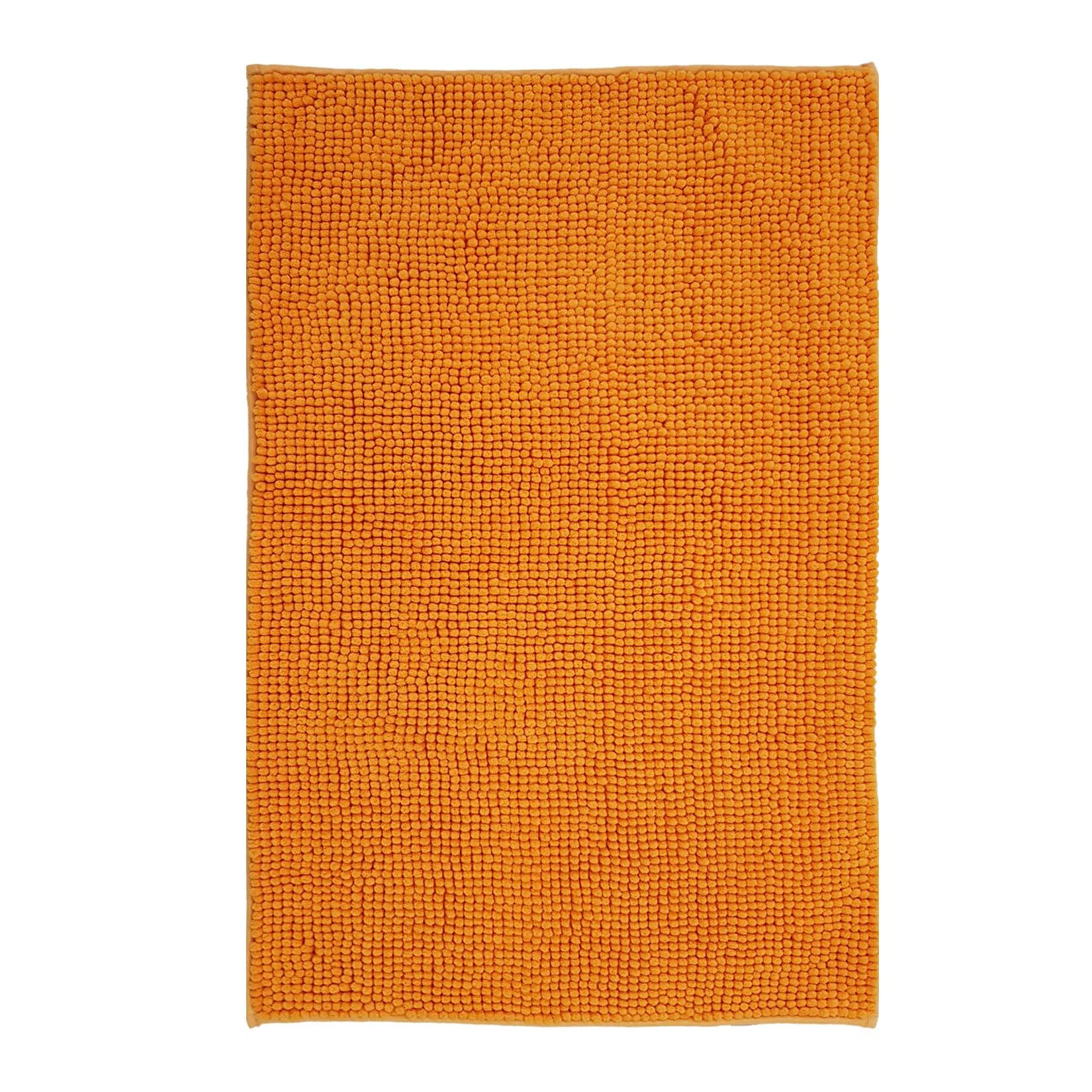 NYVI Badematte NYVISpa Chenille - Badezimmerteppich - Rutschfest, Saugfähig, Schnell Trocknend, Fußbodenheizung geeignet, Waschbar, Weich Farbe:Orange;Größe:Badematte 70x120 cm