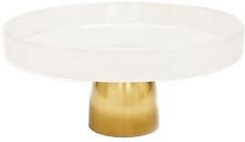 Classic Touch White Glass Cake Plate on Gold/Black Stem (2 Sizes)