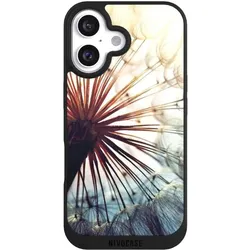 Nivocase Handyhülle für Apple iPhone 16 Hülle NIVOpure Case Schwarz Blumen Fotografie Pusteblume (Apple iPhone 16), Smartphone Hülle, Schwarz