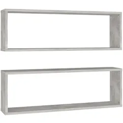 vidaXL Würfelregale 2 Stk. Betongrau 80x15x26,5 cm Holzwerkstoff